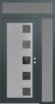 Diamond C5 50" x 96" anthracite/anthracite mirrored Glass Panel stainless steel LHI with Sidelite and Transom frosted Glass