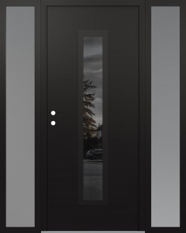 DIAMOND A11 60" X 80" BLACK/BLACK MIRRORED GLASS PANEL BLACK RHI WITH 2 SIDELITES FROSTED GLASS