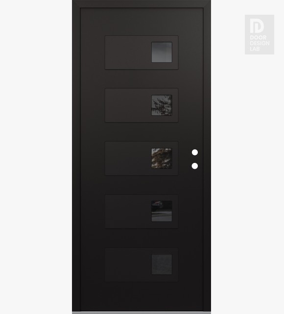 Modern Steel Front Door Diamond D2 36" x 80" black/black mirrored Glass Panel black LHI