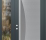 Modern Steel Front Door Diamond C13 48" x 96" anthracite/anthracite frosted Glass Panel stainless steel RHI with Sidelite and Transom clear Glass