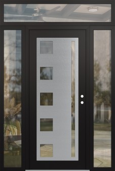 Diamond C3 60" x 96" black/black clear Glass Panel stainless steel LHI with 2 Sidelites and Transom clear Glass