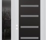 Modern Steel Front Door Diamond C7 52" x 96" white/white frosted Glass Panel black RHI with Sidelite and Transom mirrored Glass