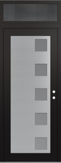 Diamond C5 36" x 96" black/white frosted Glass Panel stainless steel LHI with Transom mirrored Glass