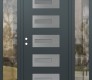 Modern Steel Front Door Diamond D6 60" x 80" anthracite/anthracite frosted Glass Panel stainless steel RHI with 2 Sidelites clear Glass