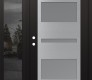 Modern Steel Front Door Diamond C10 52" x 80" black/white frosted Glass Panel stainless steel RHI with Sidelite mirrored Glass