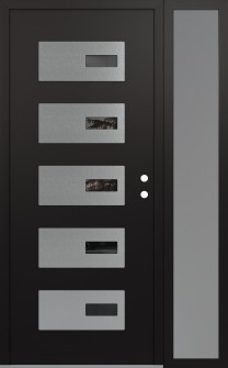 Diamond D7 50" x 80" black/black mirrored Glass Panel stainless steel LHI with Sidelite frosted Glass