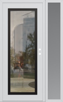 Diamond C1 48" x 80" white/white clear Glass Panel black LHI with Sidelite frosted Glass
