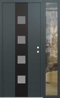 DIAMOND A12 52" X 80" ANTHRACITE/ANTHRACITE FROSTED GLASS PANEL BLACK LHI WITH SIDELITE CLEAR GLASS