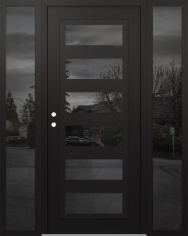 Diamond C9 60" x 80" black/black mirrored Glass Panel black RHI with 2 Sidelites mirrored Glass