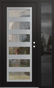 Diamond C9 52" x 80" black/black clear Glass Panel stainless steel LHI with Sidelite mirrored Glass