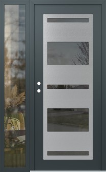 Diamond C10 52" x 80" anthracite/anthracite mirrored Glass Panel stainless steel RHI with Sidelite clear Glass