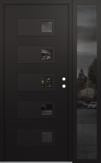 Diamond D2 52" x 80" black/black mirrored Glass Panel black LHI with Sidelite mirrored Glass