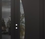 Modern Steel Front Door Diamond C13 50" x 96" black/black clear Glass Panel black RHI with Sidelite and Transom mirrored Glass
