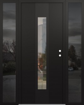 DIAMOND A1 60" X 80" BLACK/BLACK CLEAR GLASS PANEL BLACK LHI WITH 2 SIDELITES MIRRORED GLASS