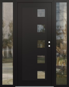 Diamond C5 60" x 80" black/black clear Glass Panel black LHI with 2 Sidelites clear Glass