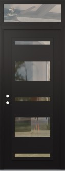 Diamond C10 36" x 96" black/black clear Glass Panel black RHI with Transom clear Glass