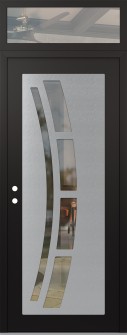 Diamond C12 36" x 96" black/black clear Glass Panel stainless steel RHI with Transom clear Glass