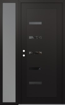 Diamond C8 50" x 80" black/black mirrored Glass Panel black RHI with Sidelite frosted Glass