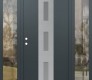 Modern Steel Front Door DIAMOND A7 60" X 80" ANTHRACITE/ANTHRACITE FROSTED GLASS PANEL STAINLESS STEEL RHI WITH 2 SIDELITES CLEAR GLASS