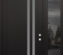 Modern Steel Front Door Diamond C6 52" x 96" black/white frosted Glass Panel black LHI with Sidelite and Transom mirrored Glass