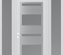 Modern Steel Front Door Diamond C10 64" x 96" white/white frosted Glass Panel stainless steel RHI with 2 Sidelites and Transom frosted Glass
