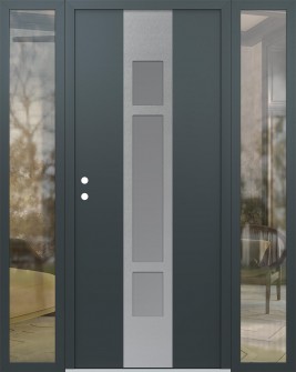 DIAMOND A9 60" X 80" ANTHRACITE/ANTHRACITE FROSTED GLASS PANEL STAINLESS STEEL RHI WITH 2 SIDELITES CLEAR GLASS