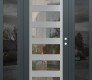 Modern Steel Front Door Diamond C9 60" x 80" anthracite/anthracite clear Glass Panel stainless steel LHI with 2 Sidelites mirrored Glass