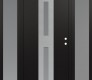 Modern Steel Front Door DIAMOND A6 60" X 80" BLACK/WHITE FROSTED GLASS PANEL STAINLESS STEEL LHI WITH 2 SIDELITES FROSTED GLASS