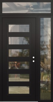 Diamond C9 50" x 96" black/black clear Glass Panel black LHI with Sidelite and Transom clear Glass