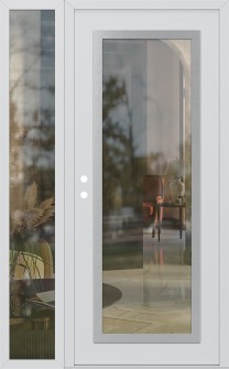 Diamond C1 50" x 80" white/white clear Glass Panel stainless steel RHI with Sidelite clear Glass