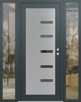 Diamond C8 60" x 80" anthracite/anthracite mirrored Glass Panel stainless steel LHI with 2 Sidelites clear Glass