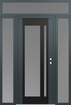 Diamond C15 68" x 96" anthracite/anthracite frosted Glass Panel black LHI with 2 Sidelites and Transom frosted Glass