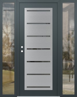 Diamond C11 60" x 80" anthracite/anthracite mirrored Glass Panel stainless steel RHI with 2 Sidelites clear Glass
