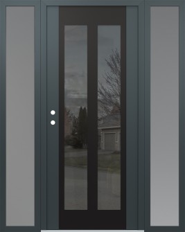 Diamond C14 60" x 80" anthracite/anthracite mirrored Glass Panel black RHI with 2 Sidelites frosted Glass