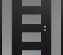 Modern Steel Front Door Diamond C2 68" x 80" black/white frosted Glass Panel black LHI with 2 Sidelites frosted Glass