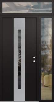 DIAMOND A2 48" X 96" BLACK/BLACK MIRRORED GLASS PANEL STAINLESS STEEL LHI WITH SIDELITE AND TRANSOM CLEAR GLASS