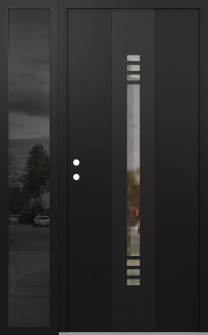 DIAMOND A5 50" X 80" BLACK/BLACK CLEAR GLASS PANEL BLACK RHI WITH SIDELITE MIRRORED GLASS