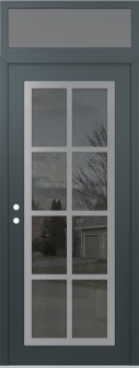 Diamond C16 36" x 96" anthracite/anthracite mirrored Glass Panel stainless steel RHI with Transom frosted Glass