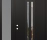 Modern Steel Front Door DIAMOND A8 52" X 96" BLACK/BLACK CLEAR GLASS PANEL BLACK RHI WITH SIDELITE AND TRANSOM FROSTED GLASS