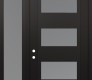 Modern Steel Front Door Diamond C2 52" x 96" black/white frosted Glass Panel black RHI with Sidelite and Transom frosted Glass