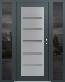 Diamond C7 60" x 80" anthracite/anthracite frosted Glass Panel stainless steel LHI with 2 Sidelites mirrored Glass