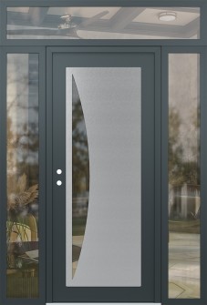 Diamond C13 68" x 96" anthracite/anthracite clear Glass Panel stainless steel RHI with 2 Sidelites and Transom clear Glass