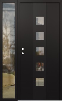 DIAMOND A13 50" X 80" BLACK/BLACK CLEAR GLASS PANEL BLACK RHI WITH SIDELITE CLEAR GLASS