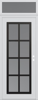 Diamond C16 36" x 96" white/white frosted Glass Panel black LHI with Transom frosted Glass