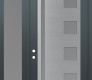 Modern Steel Front Door Diamond C3 48" x 96" anthracite/anthracite frosted Glass Panel stainless steel RHI with Sidelite and Transom frosted Glass