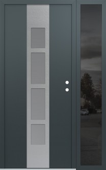 DIAMOND A10 52" X 80" ANTHRACITE/ANTHRACITE FROSTED GLASS PANEL STAINLESS STEEL LHI WITH SIDELITE MIRRORED GLASS