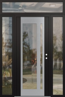 Diamond C15 60" x 96" black/black clear Glass Panel stainless steel LHI with 2 Sidelites and Transom clear Glass