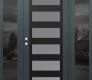 Modern Steel Front Door Diamond C9 60" x 80" anthracite/anthracite frosted Glass Panel black RHI with 2 Sidelites mirrored Glass