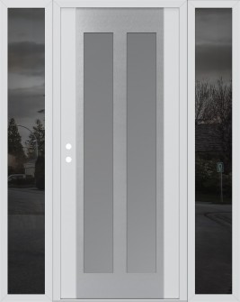 Diamond C14 60" x 80" white/white frosted Glass Panel stainless steel RHI with 2 Sidelites mirrored Glass