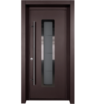 MODERN FRONT STEEL DOOR ARGOS BROWN/WHITE 37 7/16" X 81 11/16" RHI + HARDWARE